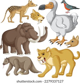 Collection of Extinct Animals illustration