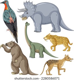 Collection of Extinct Animals illustration