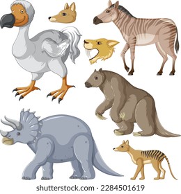 Collection of Extinct Animals illustration