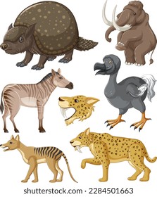 Collection of Extinct Animals illustration