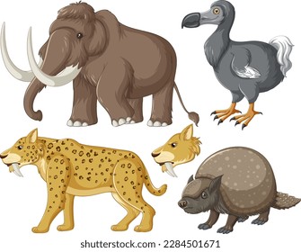 Collection of Extinct Animals illustration