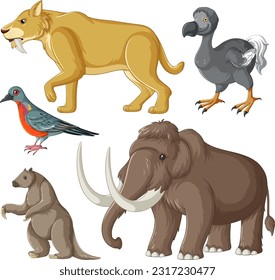 Ilustración de la colección de animales extintos