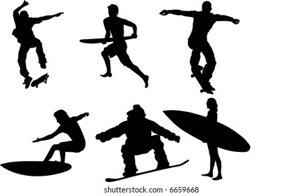 collection of extreme sport silhouette