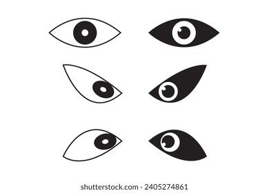 Symbolsatz für die Kollektion. Icon flacher Stil für Stock-Vektorgrafik. Signieren Sie Retina-Scan nach Logo, stationär, siehe, Richtung, Abbildung.