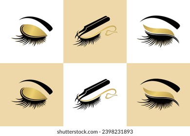 collection of Eyelash logo design for lashes beauty salon with unique concept premium vector