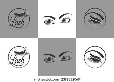 Kollektion von Eyelash-Logo-Design für einen Schönheitssalon mit einzigartigem Konzept-Premium-Vektorgrafik