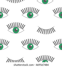 Collection of eyes icon hand drawn background. Doodle wallpaper vector. Colorful seamless pattern with sketch objects