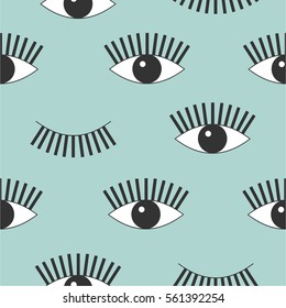 Collection of eyes icons, hand drawn background. Colorful seamless pattern vector. Decorative wallpaper, good for printing