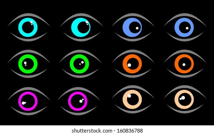 Collection of eyes icons and symbols