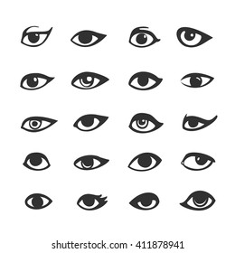 Collection of eyes icons and symbols. Vector illustration. Eyes logo. Cartoon eyes logo