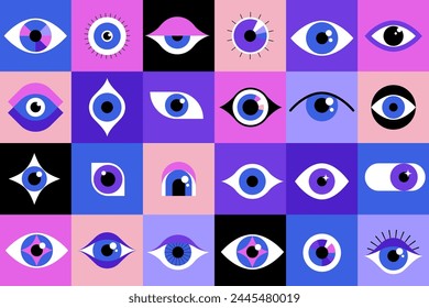 Collection of eyes logos, symbols and icons. Concept vector illustration