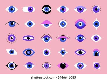 Collection of eyes logos, symbols and icons. Concept vector illustration