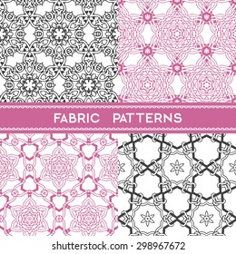 Collection of fabric patterns, seamless  textile patterns