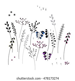 collection of fabulous floral elements on a white background