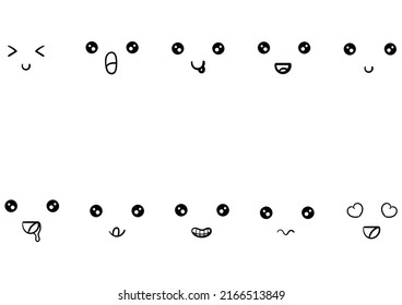 a collection of face character illustrations on a white background