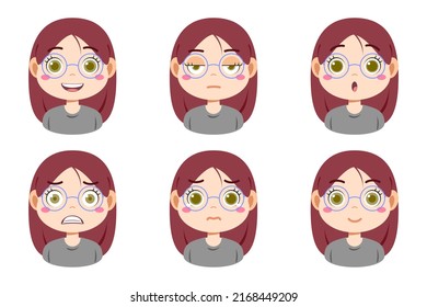 Collection Face Expressions Cute Children Cartoon Stock Vector (Royalty ...