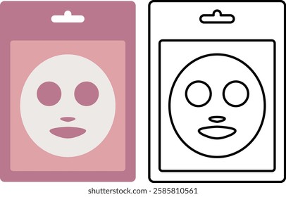 Collection of Face Mask Packaging Icon for Beauty Products with Solid Outline Color