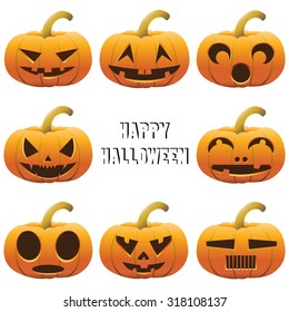 Collection of  face on pumpkins for Halloween