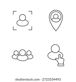 Collection of face scan and map pin symbols