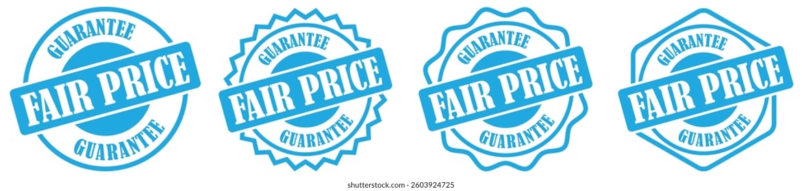 Collection of fair price badge. Exclusive pricing guarantee badge for marketing promotions. Secure best deal verification stamp for fair commerce. Affordable price assurance emblem for business trust.