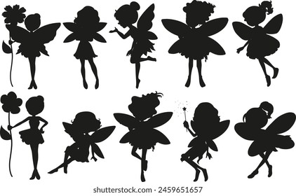 Collection of fairy silhouettes in various poses