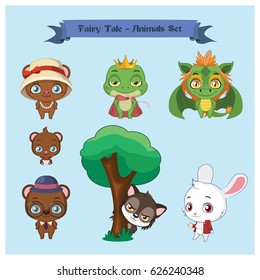 Collection of fairy tale animal characters