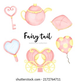 A collection of fairy tale characters, mythological objects element for books, stories and printed artwork.