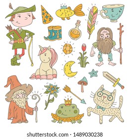 Collection fairytale characters Doodle