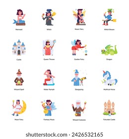 Collection of Fairytale Flat Character Designs 

