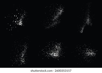 Collection of falling snowfall. White color snowflakes vector illustration background set