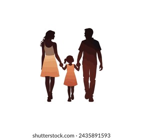 A collection of families holding hands Silhouette vector illustration on a white background