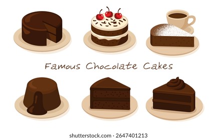 Colección del famoso Vector de pastel de chocolate