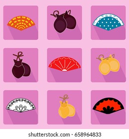 Collection of fans and castanets