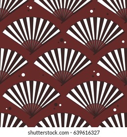 Collection of fans seamless pattern vector. Colorful backdrop with icon set. Illustration with asian traditional accessories, hand drawn background. Decorative wallpaper, good for printing