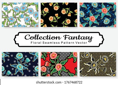 Fantasía de colección. Patrones florales. Vector