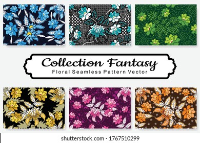Fantasía de colección. Patrones florales. Vector