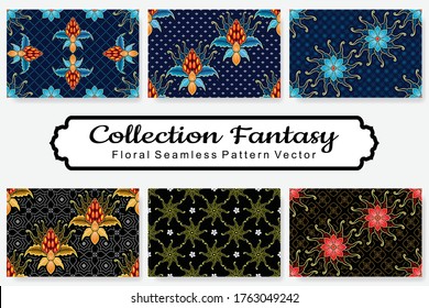 Collection Fantasy. Floral Seamless Patterns. Vector