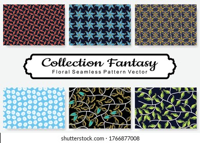 Collection Fantasy. Floral Seamless Patterns. Vector