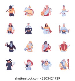 Collection of Fantasy People Flat Icons 

