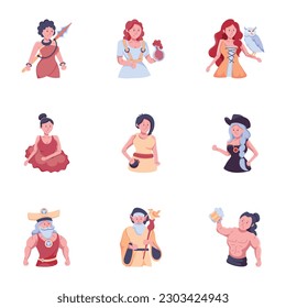 Collection of Fantasy Persons Flat Icons 

