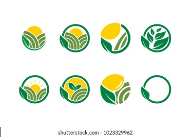 Collection of farm agriculture logo icon template vector set