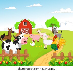 Many Animals Farmyard Illustration Stock Vector (Royalty Free) 491616118