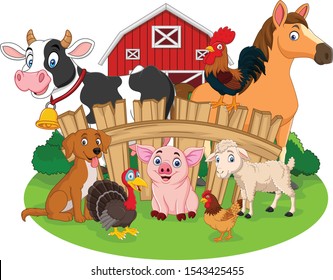 Collection of farm animals cartoon