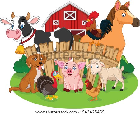 Collection of farm animals cartoon