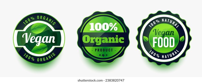 collection of farm fresh organic product label or tag design vector