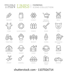 Collection of farming thin line icons. Vetor eps 8