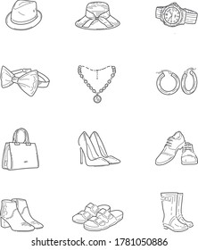 Collection of fashion accessories icons