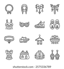 Collection of Fashion Accessories Linear Icons

