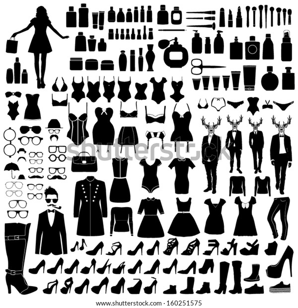 Collection Fashion Silhouettes Stock Vector (Royalty Free) 160251575
