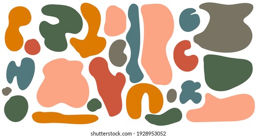 Collection of fashionable abstract graphic shapes on a light background. Minimalist forms in the style of modern art. Universal vector illustration for your design in a flat style.